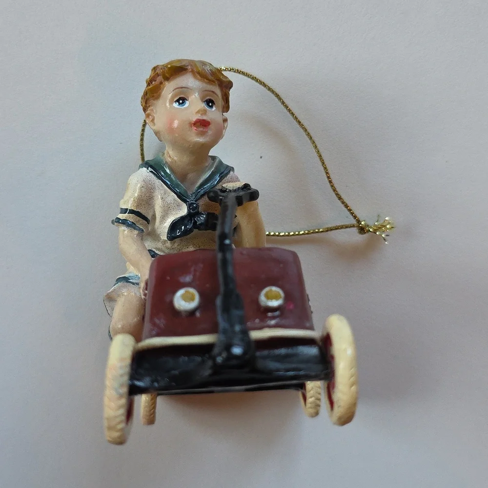 Christmas Ornament - Radio Flyer - Red Wagon And Boy Ornament